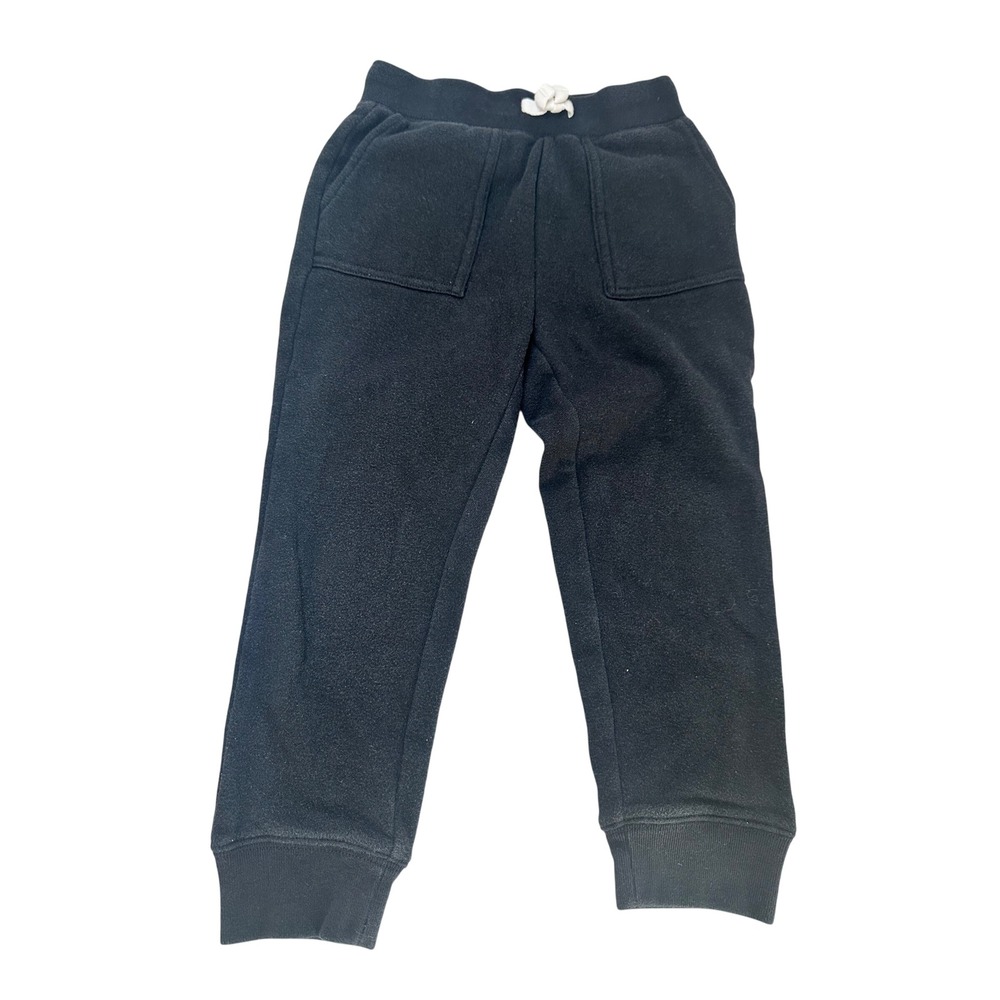 Crewcuts Fleece Joggers Kids XS Black Cozy Drawstring Sweatpants Patch‎ Pockets